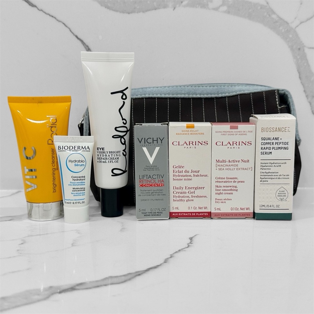 Skincare Travel Night Day Eye Face Cream Serum Cleanser Variety Set with Pouch - Picture 2 of 10